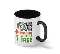 From The River To The Sea Palestine Will Be Free Blanc tasse de café avec jante noire et poignée Mug