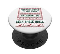 from The Windows to The Walls Christmas Women Deck The Halls PopSockets PopGrip Adhésif