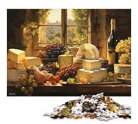 Fromage et Raisins Puzzles en Bois Adultes 1000 Pièces Jeu De Défi Familial Décoration Intérieure Cadeaux d'anniversaire pour Jeux Éducatifs Stress Relief 1000pcs (75x50cm)