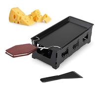 Fromage Plateau De Cuisson en Acier, Raclette à Fromage en Bois avec Spatule en Silicone Plateau De Cuisson Poêle avec Poignée en Bois Ensemble de Plaques de Cuisson Antiadhésives Noir
