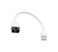 FROMCEO Câble conducteur en cuivre blindé USB A carte mère 9 broches, adaptateur interne tressé blanc de 20 cm pour connexion de périphérique USB 2.0 et travail d ' installation