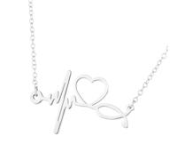 FROMCEO Chaîne de clavicule moderne thème de l'hôpital Collier ECG en acier inoxydable Bijoux créatifs infirmières et médecins Chaîne de collier en acier inoxydable, taille unique, Comme décrit, Comme