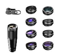 FROMCEO Ensemble de lentilles de téléphone grand angle macro 22x Téléobjectif Fisheye pour téléphone 16 15 14 13 Appareil photo professionnel Smartphone Photographie Set