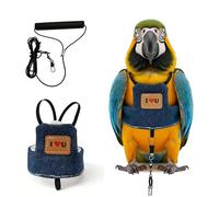 FROMCEO Ensemble harnais et laisse pour perroquets en toute sécurité en plein air, aventure, confortable, facile à porter, costume de vol pour animal de compagnie, oiseaux, vêtements avec corde