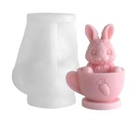 FROMCEO Moules en silicone pour tasse de thé en forme de lièvre de Pâques, de qualité alimentaire, pour savon, chocolat, fournitures artisanales