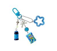 FROMCEO Porte-clés nostalgique en gelée miniature fait à la main en résine pour un ami, un anniversaire, une surprise, une jolie breloque de téléphone en forme de chips de pomme de terre, bleu, taille