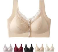Front Closure 5D Shaping Wire-Free Support Bra, Women's Front Closure Bra Soft Breathable Plus Size Full Coverage(Skin,3X-Large)