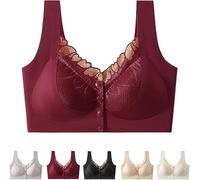 Front Closure 5D Shaping Wire-Free Support Bra, Women's Front Closure Bra Soft Breathable Plus Size Full Coverage(Red,XXL)