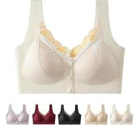 Front Closure 5D Shaping Wire-Free Support Bra, Women's Front Closure Bra Soft Breathable Plus Size Full Coverage(White,3X-Large)