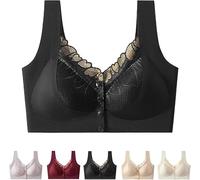 Front Closure 5D Shaping Wire-Free Support Bra, Women's Front Closure Bra Soft Breathable Plus Size Full Coverage(Black,3X-Large)