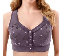 Front Closure Bra for Comfortable, Seamless Undershirt, Unpadded, Wireless, Provides Full Coverage, Soft, Breathable and Ideal for Everyday Wear, Purple, 14(Brick Red,10)