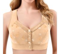 Front Closure Bra for Comfortable, Seamless Undershirt, Unpadded, Wireless, Provides Full Coverage, Soft, Breathable and Ideal for Everyday Wear, Beige, 12(Brick Red,12)