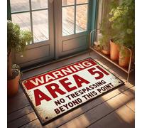 Front Entrance Decor Area 51 Panneau d'avertissement : No Trespassing Beyond This Point Paillasson Home Goods Country Décorations pour la maison (65 x 90 cm)