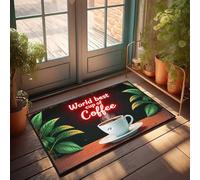 Front Entrance Decor World's Best Cup of Coffee Panneau néon avec tapis de porte pour chambre Accessoires pour homme (40 x 60 cm)