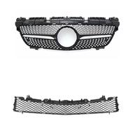 Front Grill Grille Calandre Avant pour Mercedes pour Benz Classe SLK R172 SLK200 SLK250 SLK350 2012-2016, Pare-Choc supérieur et inférieur en Maille Calandre(Noir)