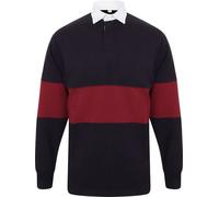 Front Row Maillot de rugby unie à rayures contrastées RW6649 (2XL) (Bleu marine/Bordeaux)