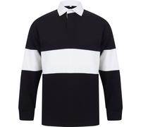 Front Row Maillot de rugby unie à rayures contrastées RW6649 (XL) (Bleu marine/Blanc)
