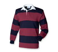 Front Row - Polo à manches longues à rayures avec col blanc pour homme modèle Sewn stripe