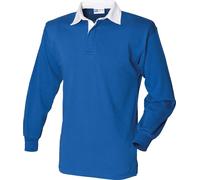 Front Row Polo classique de rugby à manches longues PC2106 (XL) (Bleu roi/Blanc)