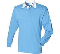 Front Row - Polo de rugby à manches longues 100% coton - Homme (2XL) (Bleu surf/Blanc) - UTRW478 Bleu Surf/Blanc, Bleu surf/Blanc G