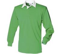 Front Row - Polo de rugby à manches longues 100% coton - Homme (XL) (Vert vif/Blanc) - UTRW478 Vert Vif/Blanc, Vert vif/Blanc