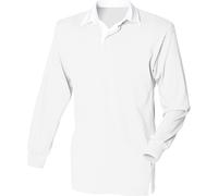 Front Row - Polo de rugby à manches longues 100% coton - Homme (S) (Blanc/Blanc) - UTRW478 Blanc/Blanc, Blanc/Blanc G