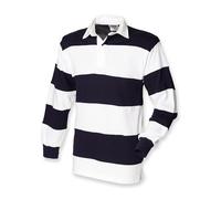 Front Row Polo Rugby Boutonné Coton Rayé Bourgogne Bleu Marine/Blanc S-XXL