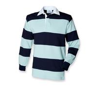 Front Row Polo Rugby Boutonné Coton Rayé Bourgogne Bleu Marine/Blanc S-XXL