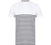 Front Row - T-shirt "Breton" sans étiquette pour homme/femme unie RW9331 (L) (Blanc/bleu marine)