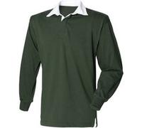 Front Row - T-shirt de rugby à manches longues en coton - Homme (L) (Vert bouteille) - UTRW473 Vert Bouteille, Vert bouteille G