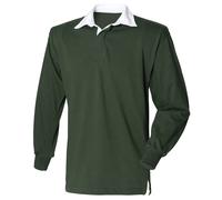 Front Row - T-shirt de rugby à manches longues en coton - Homme (XL) (Vert bouteille)