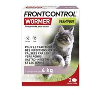 Parapharmacie en ligne > Vétérinaire > Produits anti-parasites pour animaux > Anti-parasites pour chat Frontcontrol Wormer Chats Comprimés x 2