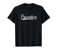 Frontier Vintage Inspired Throwback Varsity Classic Style T-Shirt Graphique avec Valeur, Homme, Noir, XL