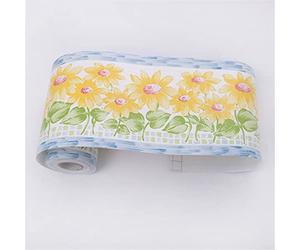 Frontière de décor, Bordures de papier peint autocollantes en PVC multicolores(Yellow Sunflower)