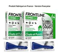 FRONTLINE Combo Chat - Anti-Puces & Tiques 2*6 Pipettes |Élimine Œufs & Larves -Version française + 2 Pipettes Spot on Offert