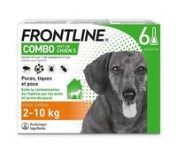 FRONTLINE Combo Chien - Anti Puces, Anti-Tiques - Protège L'Habitat1, Elimine Puces Pendant 8 Semaines/Tiques Pendant 4 Semaines - Pour Petit Chien 2 à 10 kg - Fabriqué En France - 6 Pipettes Spot-On