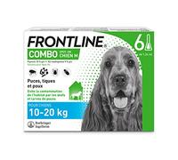 FRONTLINE Combo Chien - Anti Puces, Anti-Tiques - Protège L'Habitat, Élimine Puces Pendant 8 Semaines/Tiques Pendant 4 Semaines - Pour Chien 10 à 20 kg - Fabriqué En France - 6 Pipettes