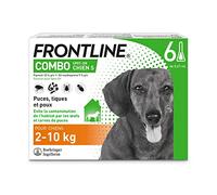 FRONTLINE Combo Chien - Anti Puces, Anti-Tiques - Protège L'Habitat, Elimine Puces Pendant 8 Semaines/Tiques Pendant 4 Semaines - Pour Petit Chien 2 à 10 kg - Fabriqué En France - 6 Pipettes
