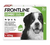 FRONTLINE Combo Chien - Anti Puces, Tiques, Poux broyeurs - Protège L'Habitat* - Élimine Puces Pendant 8 Semaines/Tiques Pendant 4 Semaines - Pour Grand Chien +40 kg - 3 Pipettes Spot-On