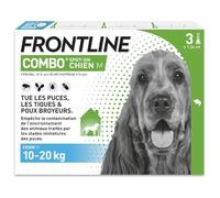 Frontline Combo Spot-On pour chien M 10-20 kg – Antipuces, Anti-tiques – 3 pipettes