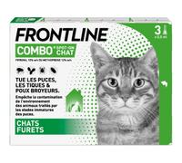 Frontline Combo Spot-On Chat Et Furet Solution Contre Puces/Tiques/Poux Pipettes 3x0,5ml