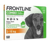 FRONTLINE Combo Chien - Anti Puces, Anti-Tiques - Protège L'Habitat1, Elimine Puces Pendant 8 Semaines/Tiques Pendant 4 Semaines - Pour Petit Chien 2 à 10 kg - Fabriqué En France - 6 Pipettes Spot-On