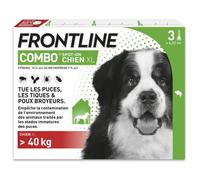 Frontline Combo - Anti-puces et anti-tiques pour chien XL 40-60 kg - 3 pipettes - Fabriqué en France