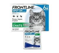 Frontline Spot-On Chat 6+1 Pipettes 2 à 4 SEMAINES DE PROTECTION élimine les puces adultes, les tiques