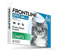 Frontline Spot-On Chat 6 Pipettes 2 à 4 SEMAINES DE PROTECTION élimine les puces adultes, les tiques