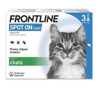 Frontline Spot On chat - Anti-puces anti-tiques pour chat - 3 pipettes
