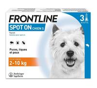 Frontline Spot On chien - Anti-puces anti-tiques pour chien S - 2-10kg - 3 pipettes