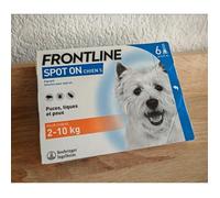 FRONTLINE Spot On Chien - Anti Puces, Anti-Tiques & Poux broyeurs - Pour Petit Chien 2 à 10 kg - 6 Pipettes