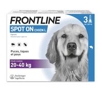 Frontline Spot On chien - Anti-puces anti-tiques pour chien L - 20-40kg - 3 pipettes