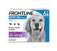 Frontline Spot On Chien L – Anti-puces et anti-tiques – 20–40 kg – 6 pipettes